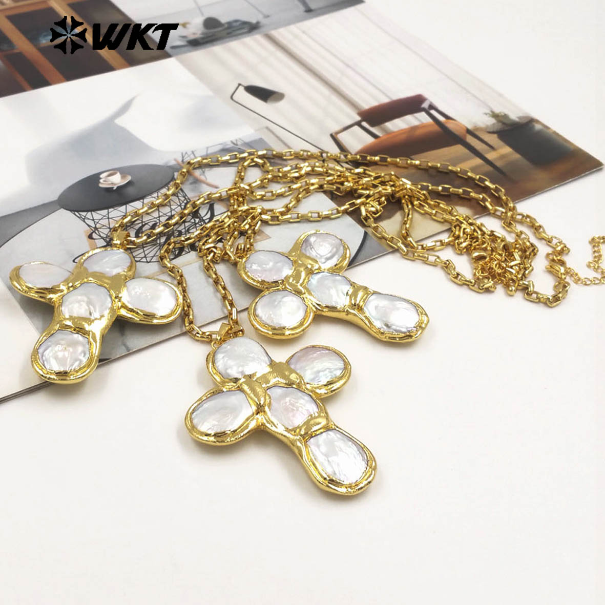 Pearl Trim Chain - WT-JN349 Colar de Pérolas Naturais de