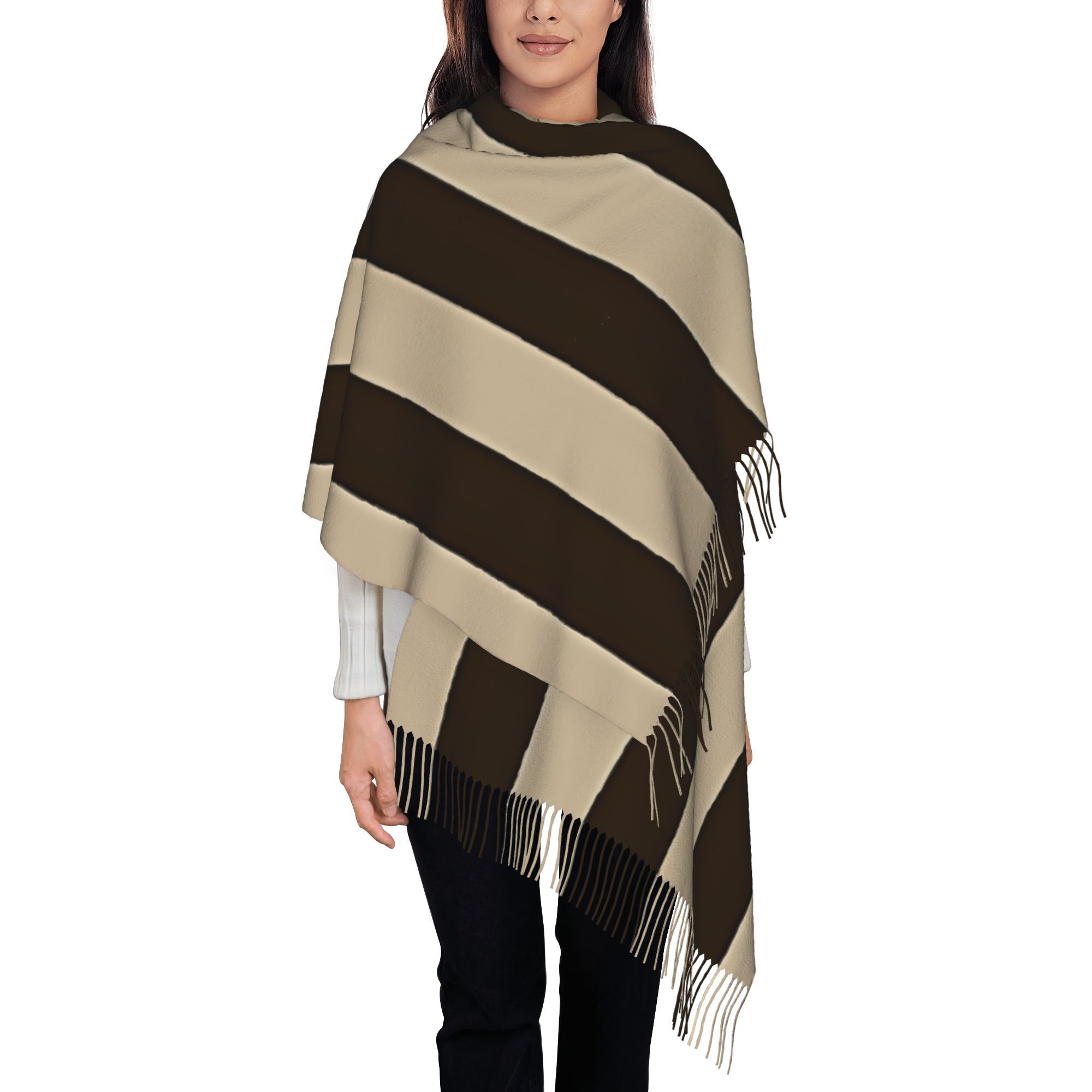 Tassel Fringe Trim - 1 unidade de cachecol/xaile vertical listrado