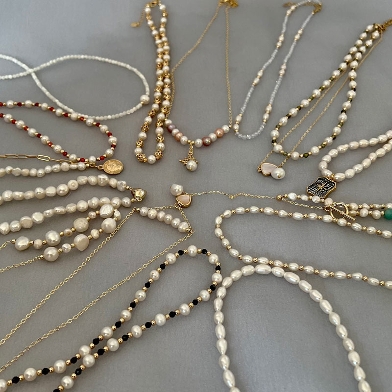 Natural água doce pérola colar - Pearl Trim Chain avaliação e preço