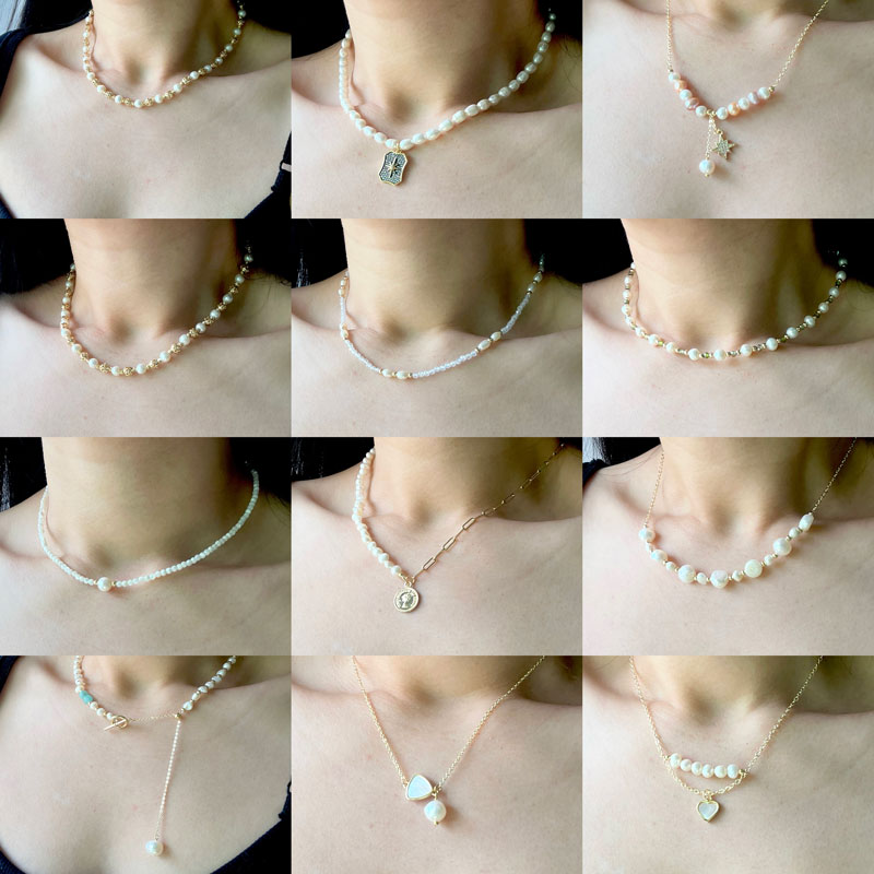 Natural água doce pérola colar - Pearl Trim Chain avaliação e preço