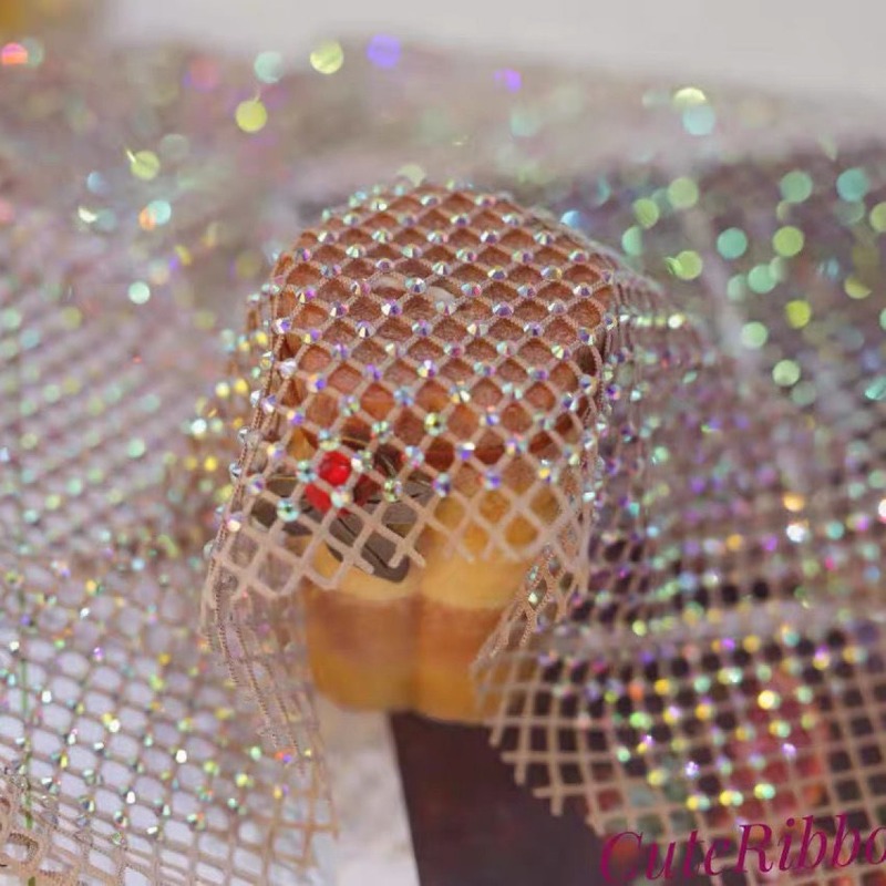 Tecido de malha elástica com s - Crystal Mesh Fabric avaliação e preço