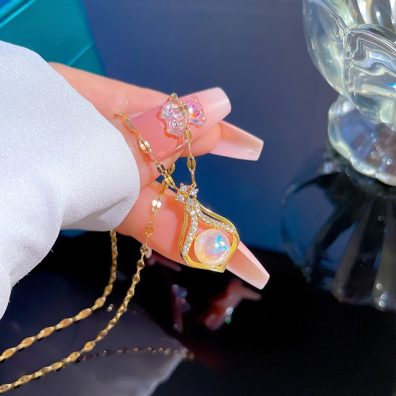 Elegante feminino k14 cor de o - Pearl Trim Chain avaliação e preço